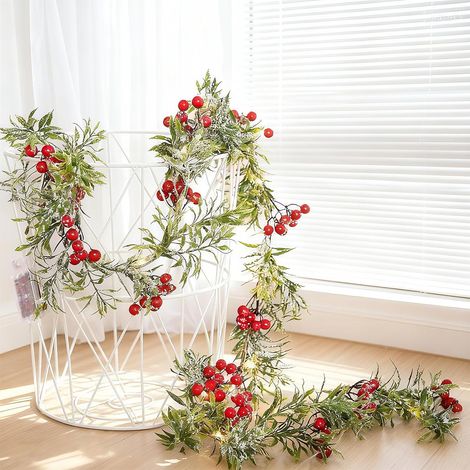 Guirlande Lumineuse de Noël, Guirlande Sapin Artificiel Lumineuse, avec Baies Rouges, Guirlande Noel Sapin LED, pour Noel Intérieur en Plein Air (1/5)