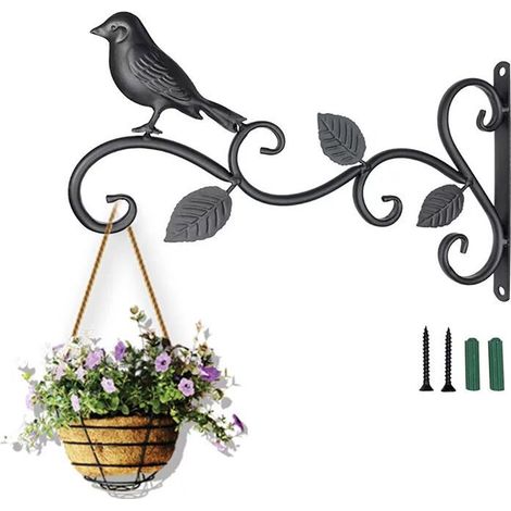 1 gancho de pared para comedero de pájaros, soporte para plantas colgantes, soporte para cestas colgantes, gancho retro de 26 cm para jardín de flores, accesorio de metal para colgar macetas o faroles