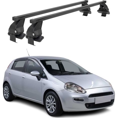 OMAC Dachträger Querträger Stahl für Fiat Punto III 2012-2018 5Tür – Abschließbar – City-Crash-getestet – DIN 75302:2019 – ISO/PAS 11154:2006 – Max. 50 kg Schwarz (1/5)