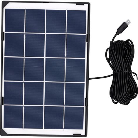 Panneau solaire polycristallin 5 V, sortie 6 W type C avec câble étanche à la pluie de 5 m pour caméras de sécurité extérieures et éclairage de cour 6 W 5 V cadre type c (1/5)