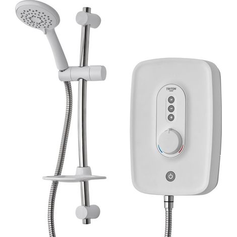 Triton Danzi White 8.5kW Electric Shower + Riser Rail RP Perea Aquasurge Opal 3 (1/6)