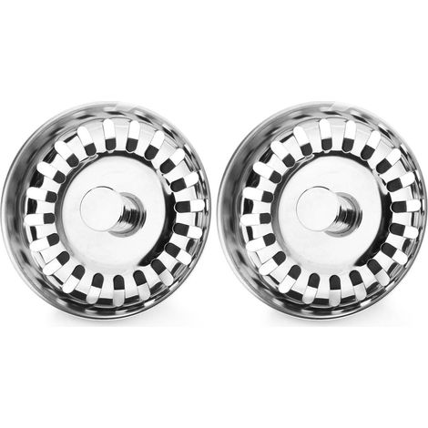 2 Spülbecken-Siebe, 79 mm, universelle Edelstahl-Spülbeckenstöpsel (2er-Pack), Fonepro, Sunny (1/5)