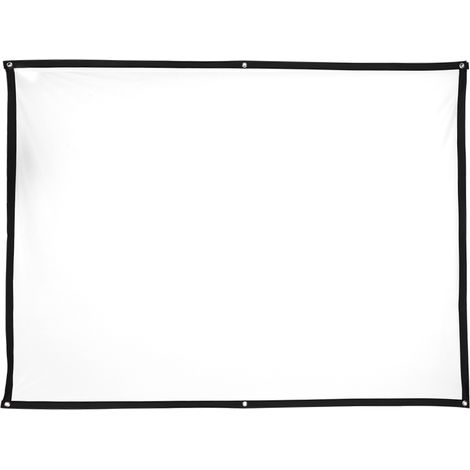 Rideau de projection blanc souple, pliable et portable, en polyester épais 100 % (format 4:3, 84 pouces).