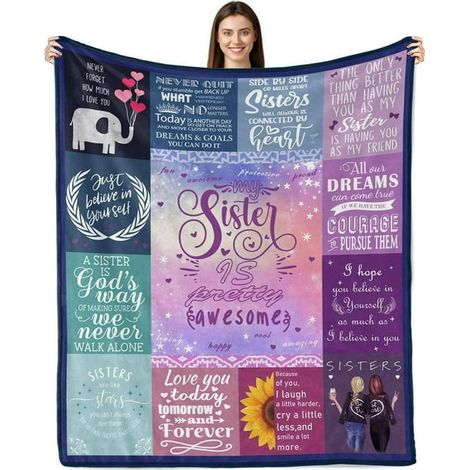 Couverture cadeau pour sœur, Cadeau d'anniversaire d'une sœur, Cadeau d'une sœur, Cadeaux pour une sœur, Meilleurs cadeaux d'anniversaire pour une sœur, Couverture ultra douce 127 x 152 cm (1/4)