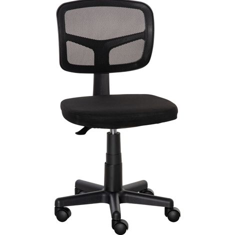 Chaise de bureau ergonomique réglable en hauteur, pivotante à roulettes, sans accoudoirs, dossier respirant en tissu noir pour gagner de la place - CHICFURN (1/5)