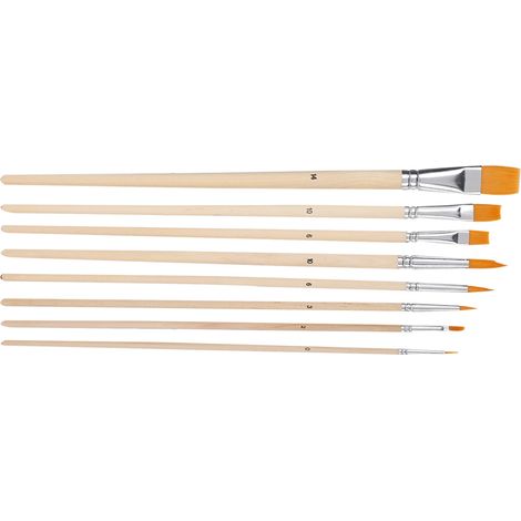 Ensemble de 8 Pinceaux à Poils Nylon pour Peinture Acrylique, Aquarelle et Huile avec Manches en Bois (1/5)