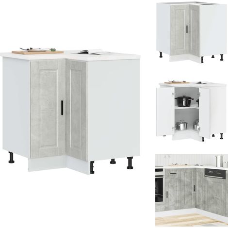Armoire d'angle de cuisine Porto gris béton bois d'ingénierie - Armoire D'angle De Cuisine - Armoires D'angle De Cuisine - Armoire D'angle - Meuble D'angle (1/5)