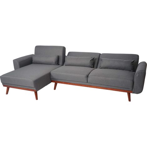 Sofa HHG-481, Couch Ecksofa, L-Form 3-Sitzer Liegefläche Schlaffunktion Stoff/Textil 280cm anthrazit-grau (1/5)