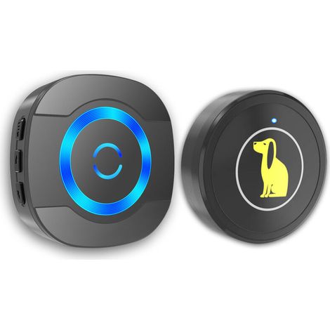 Sonnette sans fil de 300 mètres, carillon électronique étanche IP55, bouton d'appel pour animaux de compagnie, sonnette tactile pour animaux de compagnie, 55 cloches au choix, LED bleue (1/5)