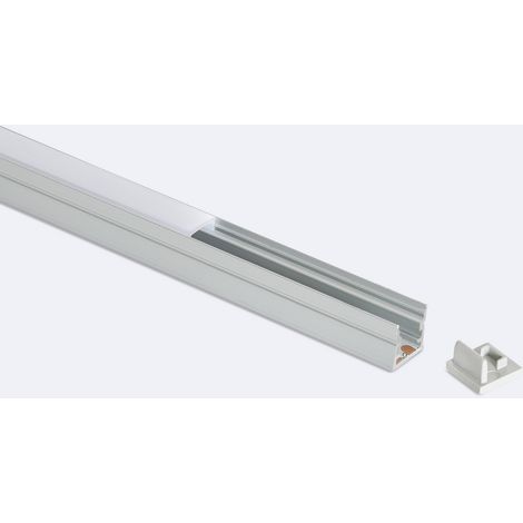 Aluminiumprofil Aufbau für LED Streifen bis 8 mm Aluminium 2 m Weiß transluzent (1/4)