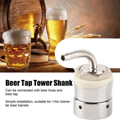 Boquilla espumadora de acero inoxidable para barriles de cerveza – Kit de montaje Mano con adaptador de 1/4" para grifo y manguera. (1/5)