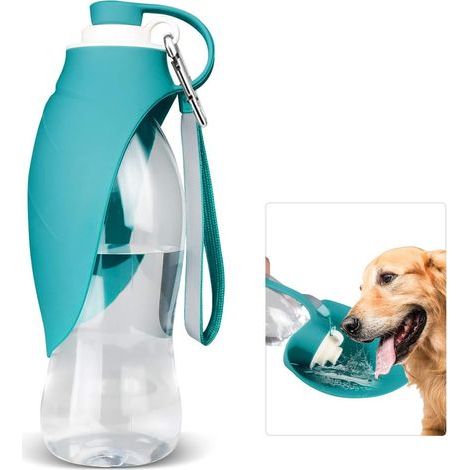 Hunde-Trinkflasche – Blau, tragbarer Wasserspender für Haustiere L