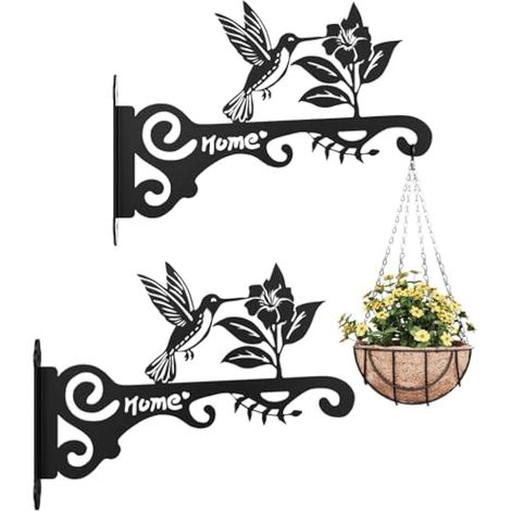Support de Jardinière pour Balcon en Métal Décoratif – 2 Pièces avec Motif Colibri, Suspension Extérieure Robuste pour Plantes (1/5)