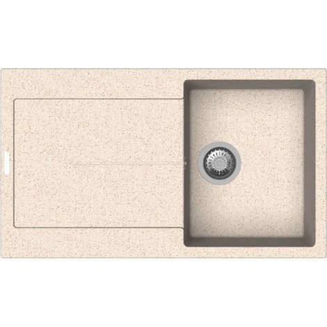 Lavello 86x50 cm in quarzo reversibile a una vasca e gocciolatoio colore avena - Enigma D100 (1/3)