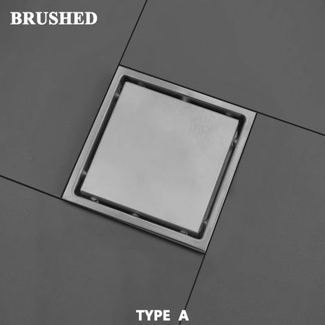(Brushed A)High Quality Brushed Gold Tile Invisible Embedded Grid Bathroom Shower Insect-Proof And Odor-Proof 15cm15cm Square Floor Drain (1/4)