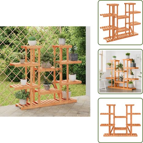 Blumenständer 110x25x110,5 cm Massivholz Tanne - Holzpflanzenständer - Massivtannenholzhändler - Blumensäule - Gartendekoration - Vintage Stil (1/5)