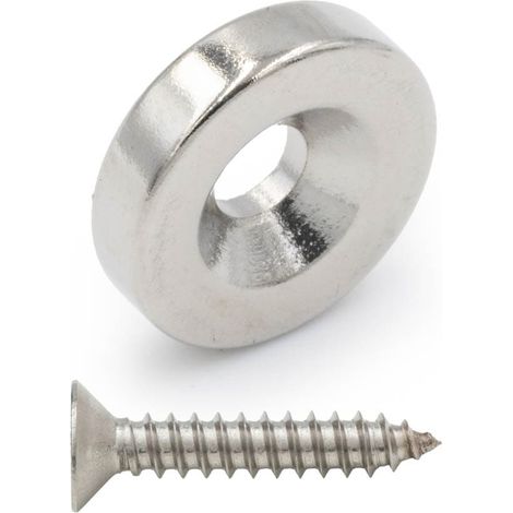 Neodym-Magnet mit einer Bohrung für eine Schraube 12x3 mm, rund, zylindrisch, Hunter