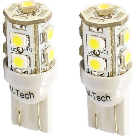 2x ampoule LED blanc 12V T10 W2,1x9,5D 5W 9x SMD 3528 voiture remorque moto camion
