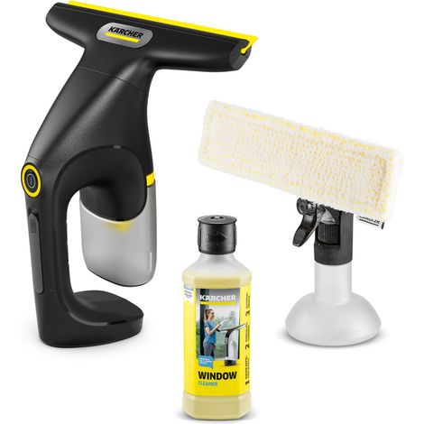 Nettoyeur de vitres sans Fil WV 1 Compact Care Extra+ Black, autonomie : 25 Min, réservoir : 100 ML, Poids : 0,5 kg, pulvérisateur avec bonnette en Microfibres, nettoyant pour vitres (500 ML) (1/5)