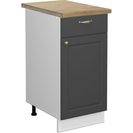 Küchenunterschrank Fame-Line, Anthrazit-Gold, 40 cm , AP Eiche, Vicco