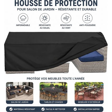 Housse de protection pour mobilier de jardin noir 315 × 160 × 74 cm 315 160 74cm 30 × 20 × 5 cm 700 g – Livraison gratuite (1/5)