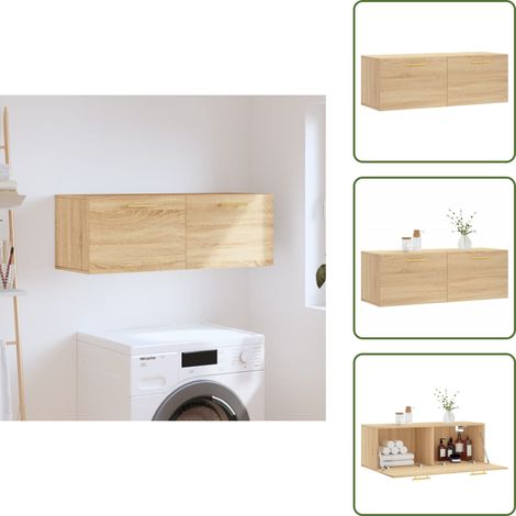 The Living Store Wandschrank Sonoma-Eiche 100x36,5x35 cm Holzwerkstoff - Holzwerkstoff (1/5)