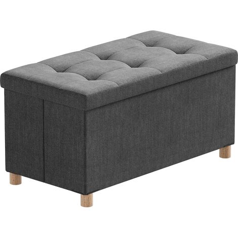 Banc de Rangement, Coffre de Rangement, Pouf Pliable, Montage Facile, pour Salon, Chambre, Entrée, Gris, 76 x 38 x 38 cm (1/5)