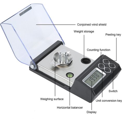 Hochpräzise digitale Mini-Taschenwaage, elektronische Waage für Labor und Schmuckherstellung (30/0,001 g) (1/5)