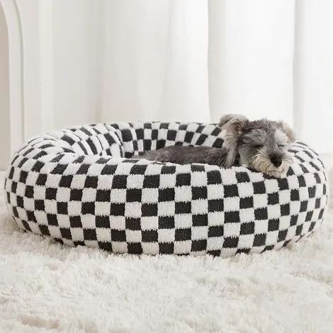 Panier pour petits chiens, panier rond pour chats d'intérieur, panier apaisant pour chiots et chatons avec fond antidérapant, joli panier fantaisie en peluche lavable en machine (1/3)