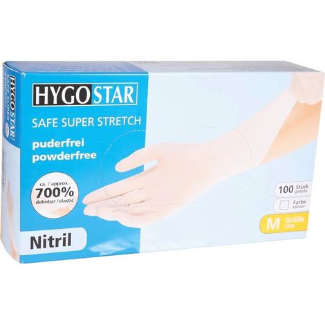 Hygostar "Safe Super Stretch" Nitril-Handschuhe Weiß 100 Stück (1/3)