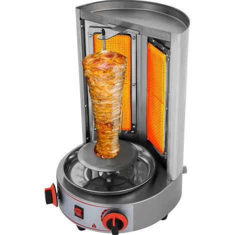 Dönergrill, Elektrogrill für Döner, Gyros, Hähnchen, Vertikaler Edelstahl Grill mit 360°-Hitzeverteilung, 8kg Gewichtskapazität, Vertikalgrill, Dönerspieß, Gyrosgrill