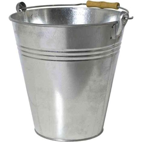 Eimer mit Holzgriff 10 l, verzinkt Stahlblech silber (1/3)