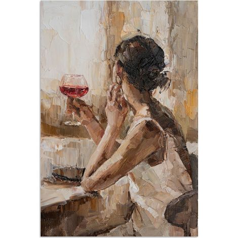 AFFICHE Peinture à l'huile - Femme - Vin Décoration Salon 20x30 cm (1/4)