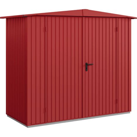 Hörmann Metall-Gerätehaus Berry Classic mit Satteldach Typ 1, 259 x 121 cm, purpurrot, 3,1 m², 2-flüglige Tür (1/5)