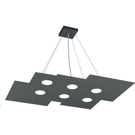 Lampadario moderno top light plate 1129 s6 r gx53 led metallo monoemissione sospensione, finitura metallo antracite