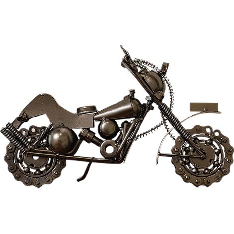 Modèle de moto en fer forgé - Décoration bureau rétro créative, sculpture métal artisanale style industriel vintage pour intérieur (1/5)
