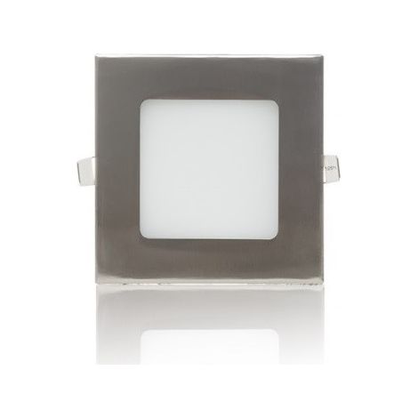 Pannello led quadrato 6w acciaio satinato nichel incasso Faro faretto completo driver luce bianca naturale Downlight Naturale 4500k