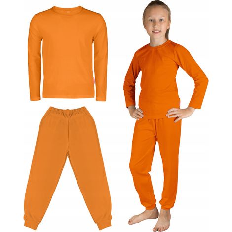 Ensemble de survêtement en coton orange pour enfants, garçons et filles. (1/2)
