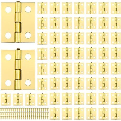 60pcs Charniere Miniature Mini Charnières Laiton Mini Charnières pour Miniature Petites Charnières pour Boite avec 240pcs Vis pour DIY Boîte Modèle J (1/4)