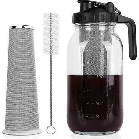 Cold brew cafetière pitcher 64oz iced café thé pitcher pour fridge avec filtre cold brew fabricant avec pour spout lid (1/5)