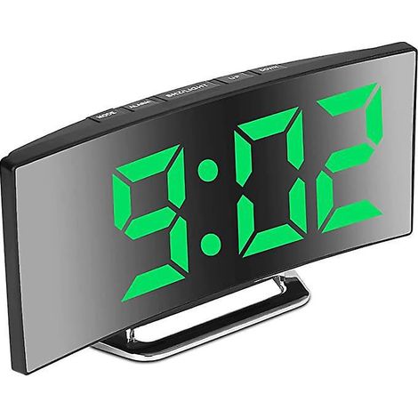 (vert)rveil Numrique Pour Chambres Coucher, Cran Miroir 7' Led, 2 Luminosits, 12/24h, Temprature, Date, Veilleuse, Rptition, Chargement Usb Et A (1/5)