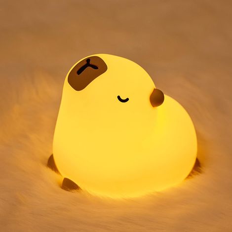 Lampe de nuit kapibara, silicone animal LED touch Light, lampe de nuit dimmable avec minuterie, lampe de chevet rechargeable, décoration de chambre à coucher, cadeaux pour garçons et filles (kapibara) (1/5)