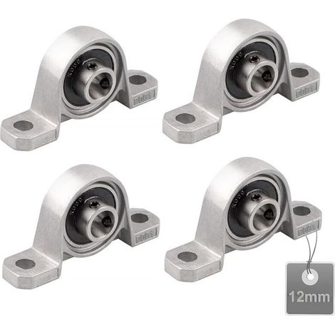 4 Pièces Roulements de Bloc d'oreiller, Palier Roulement, Roulements à Billes, Roulements Alliage de Zinc, Paliers a Semelle, Roulements à Billes, avec Base en fonte solide (Taille : 12mm)