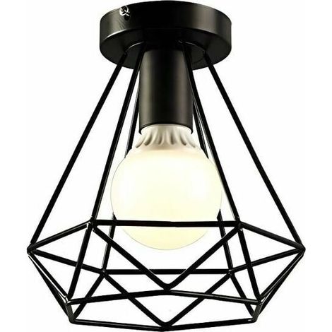 Industrial Ceiling Light Metal Iron Cage Diamond Retro Chandelier Pendant Light Fixture for Hallway,Entrance,Aisle,Bedroom,Porch (1/5)