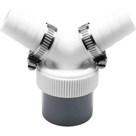 Raccordo di scarico doppio per lavatrice – con fascetta stringitubo e adattatore a Y – per lavatrice e asciugatrice – con ingresso da 19 a 24 mm e uscita da 40 mm (1/5)