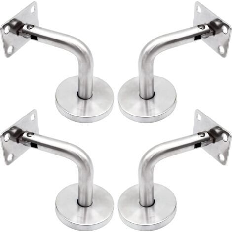 Supports De Main Courante Pour Fixation Murale Acier Inoxydable Poli Support Escalier Avec Couvercle Base Supports Muraux Garde-Corps Pour Mur Intérieur, Loft, Barre Support Pour Corridor 4 P (1/5)