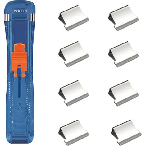 Irovami Agrafeuse sans aiguille bleue – 40 feuilles, métal – Idéal pour bureau, école, maison (1/5)