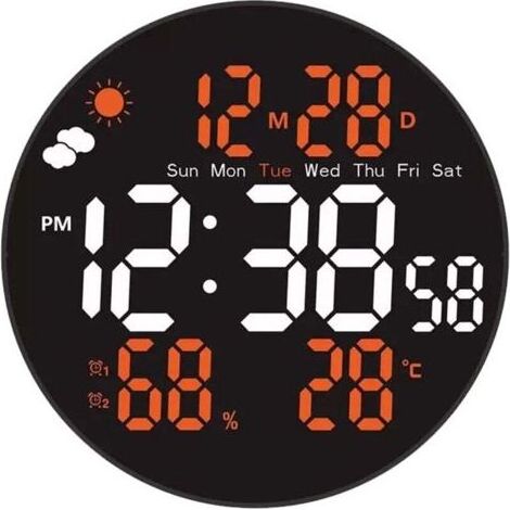 Digitale Wanduhr (20 cm) mit RGB-Funktion und Fernbedienung – Automatische Helligkeits-, Farbtemperatur- und Sommerzeitanpassung – Anpassbarer Alarmmodus für Wochentage/Wochenende – Für Zuhause oder S (1/5)