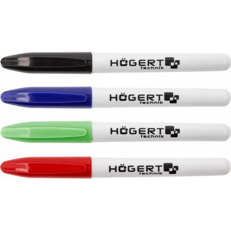 Högert Technik - Rotuladores permanentes 4 unidades -Mix - Juego de rotuladores disponibles en 4 colores - Rotulador resistente al agua para vidrio, metal, madera y demás