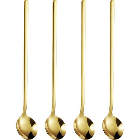 Cuillère à expresso en acier inoxydable, mini cuillère à café, pour café, sucre, dessert, gâteau, glace, cappuccino, lot de 4 (1/5)